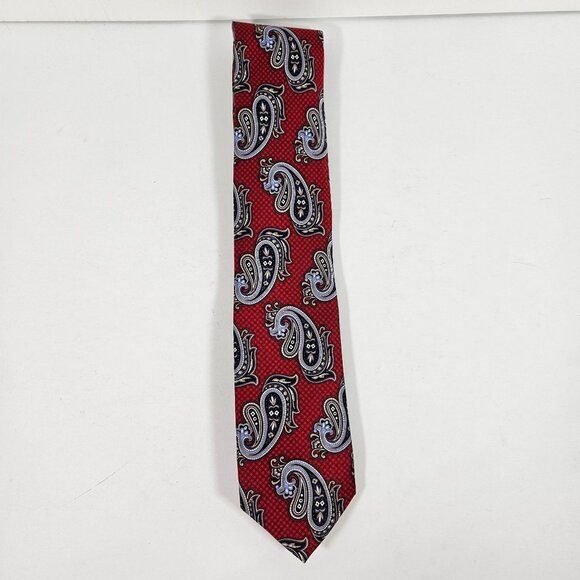 JZ Richards Red & Black Paisley Silk Tie Classic Necktie Handmade In USA - Picture 7 of 12